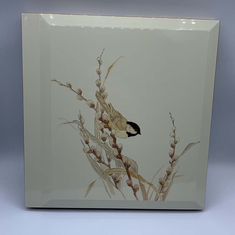 Vintage Otagiri Japan Limited Edition Ivory Lacquerware Embossed Chickadee Album